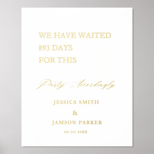 ミニマルパーティー結婚の歓迎サイン 箔ポスター (正面)