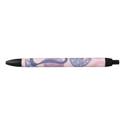 ミニマルパープルフラワー 黒ボールペン (正面)