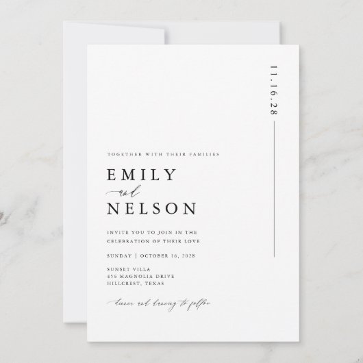 ミニマルビーチデスティネーションフォト結婚ズ 招待状 (裏面)