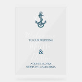 ミニマルビーチブルーいかり航海の結婚ズ歓迎 アクリルサイン (正面)