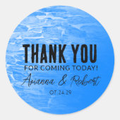 ミニマルビーチブルー結婚ズ・サンキュー ラウンドシール (正面)