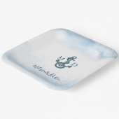 ミニマルビーチブルー航海のいかり結婚ズ ペーパープレート (傾斜あり)