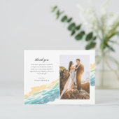 ミニマルビーチ写真結婚の感謝ポストカード ポストカード (スタンド正面)