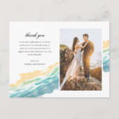 ミニマルビーチ写真結婚の感謝ポストカード ポストカード (正面)