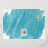 ミニマルビーチ水の色メリークリスマス 箔シーズンカード (裏面)