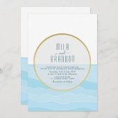 ミニマルビーチ目的地の結婚式 招待状 (正面/裏面)
