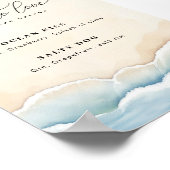 ミニマルビーチ結婚式シグネチャードリンクサイン ポスター (角)