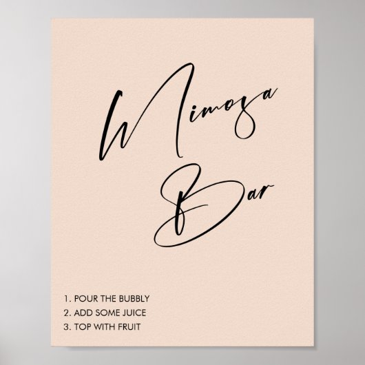 ミニマルピンクのウェディングシャワー モモサバーサイン ポスター (正面)