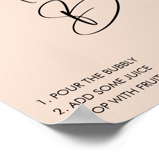 ミニマルピンクのウェディングシャワー モモサバー看板 ポスター (角)