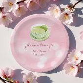ミニマルピンク抹茶 ブライダルシャワー ペーパープレート
