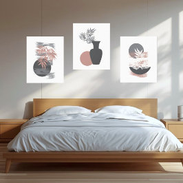 ミニマルピンク/グレーキャンバスウォールアートデコール キャンバスプリント