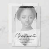 ミニマルファンシーリストブラック&ホワイト写真卒業 招待状 (正面)