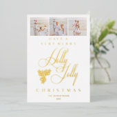 ミニマルファンシー主義コラージュ3枚の写真ホリーすてき 箔シーズンカード (立ち正面)