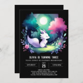 ミニマルファンタジーウルフ誕生日 招待状 (正面/裏面)