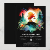 ミニマルファンタジーライオン誕生日 招待状 (正面/裏面)