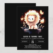 ミニマルファンタジーライオン誕生日 招待状 (正面/裏面)