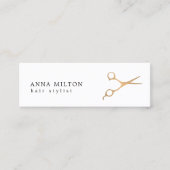 ミニマルフェイクエレガント金ゴールドはさみ美容師 スキニー名刺 (正面)