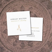 ミニマルフェイクエレガント金ゴールドはさみ美容師 スクエア名刺