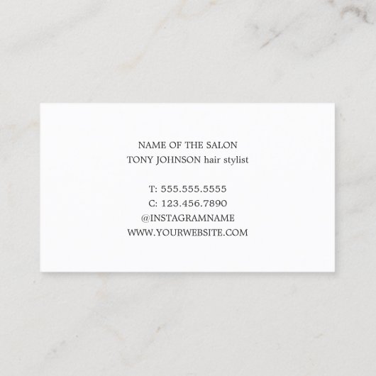 ミニマルフェイクエレガント金ゴールドはさみ美容師 名刺 (裏面)