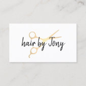 ミニマルフェイクエレガント金ゴールドはさみ美容師 名刺 (正面)