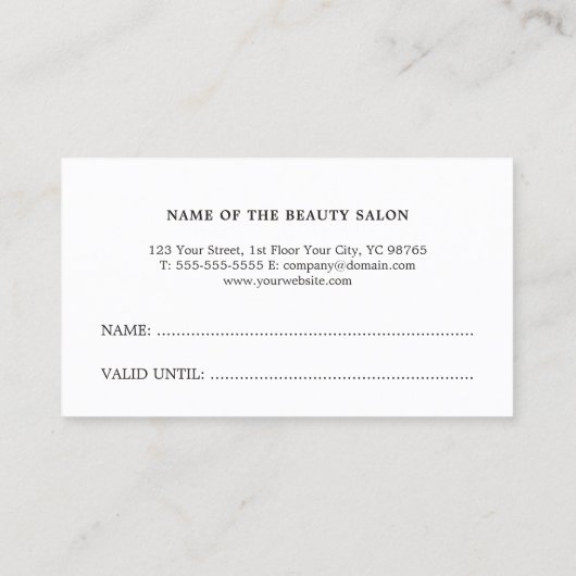 ミニマルフェイクエレガント金ゴールドハート美しいサロン ロイヤリティカード (裏面)