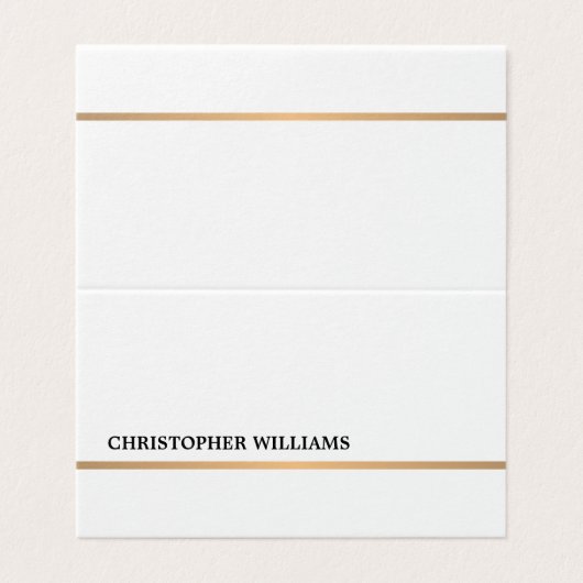 ミニマルフェイクエレガント金ゴールド線折畳み名刺 名刺 (外部フラット)