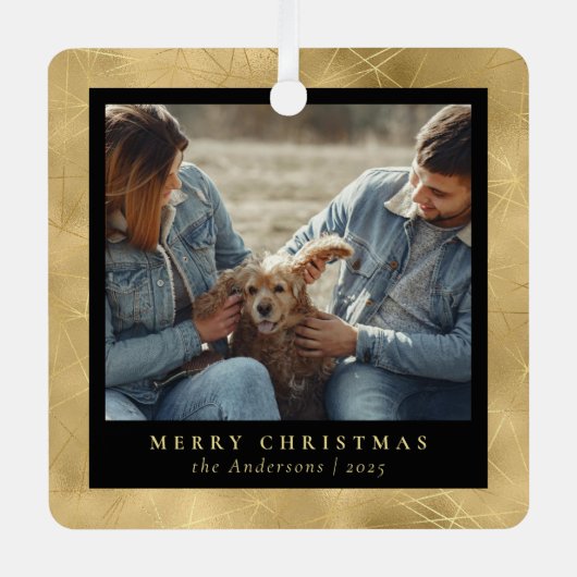 ミニマルフェイクエレガント金ゴールド メタルオーナメント (正面)