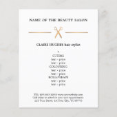 ミニマルフェイクシック金ゴールドシザーヘアスタイリストメニュー チラシ (正面)