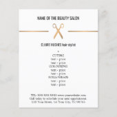 ミニマルフェイクシック金ゴールドシザーヘアスタイリストメニュー チラシ (正面)