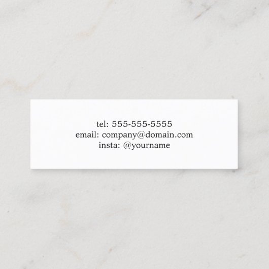 ミニマルフェイクシック金ゴールドホワイトメイクアップアーティスト スキニー名刺 (裏面)