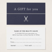 ミニマルフェイクスブルー銀ラインシザーギフトカード (正面&裏面)