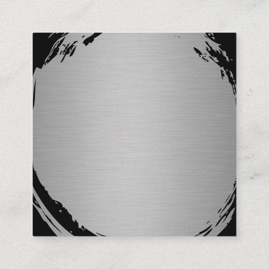 ミニマルフェイクスメタリックシルバーブラシ スクエア名刺 (裏面)