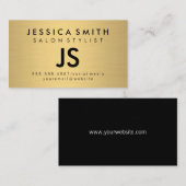 ミニマルフェイクスメタリック金ゴールドブラシ/モノグラム 名刺 (正面/裏面)