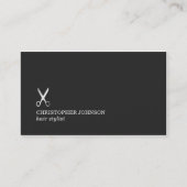 ミニマルフェイクダーク銀シザー美容師 名刺 (正面)