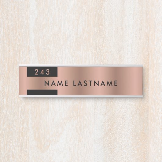 ミニマルフェイクバラ金ゴールドのオフィス番号名 サインプレート (正面)