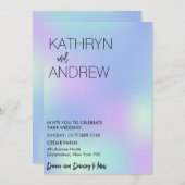 ミニマルフェイクホログラフィック結婚式招待状 招待状 (正面/裏面)