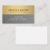 ミニマルフェイクリストメタリック金ゴールドブラシ付きカラーブロック 名刺 (正面/裏面)