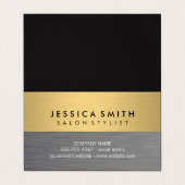 ミニマルフェイクリストメタリック金ゴールドブラシ付きカラーブロック 名刺 (外部フラット)