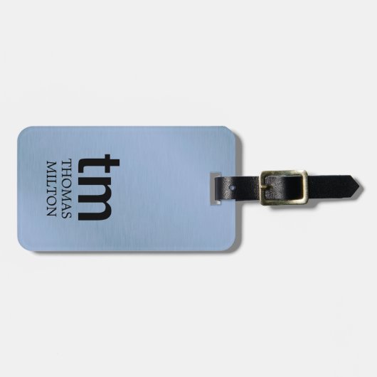 ミニマルフェイクリストメタルブルーブラックはっきりしたモノグラムQR ラゲッジタグ (正面横)