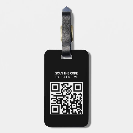 ミニマルフェイクリストメタルブルーブラックはっきりしたモノグラムQR ラゲッジタグ (裏面縦)