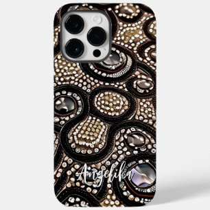 ミニマルフェイクリストレザー抽象芸術と名前をカスタムする Case-Mate iPhone 14 PRO MAXケース