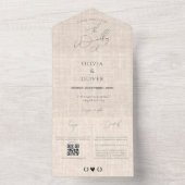 ミニマルフェイクリストterracotta linen QRコー結婚ド オールインワン招待状 (内側)