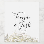 ミニマルフェイク産業金ゴールド幾何結婚の ワインラベル (シングルラベル)