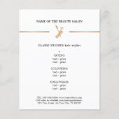 ミニマルフェイク金ゴールドはさみ櫛ヘアスタイリストメニュー チラシ (正面)