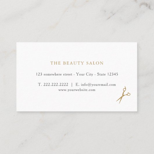 ミニマルフェイク金ゴールドはさみ美容師グレー 名刺 (裏面)