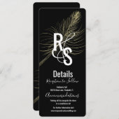 ミニマルフェイク金ゴールドフェザーボヘミアン詳細 招待状 (正面/裏面)