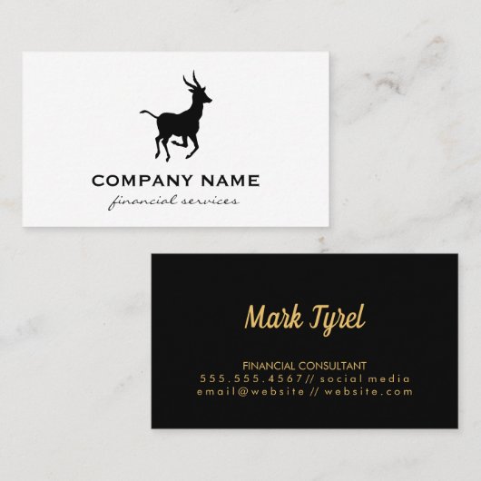 ミニマルフェイク金ゴールドメタリック/ガゼルアイコン 名刺 (正面/裏面)