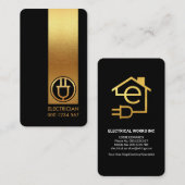 ミニマルフェイク金ゴールド列電気技師 名刺 (正面/裏面)