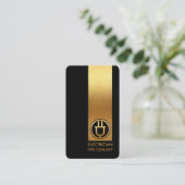 ミニマルフェイク金ゴールド列電気技師 名刺 (スタンド正面)