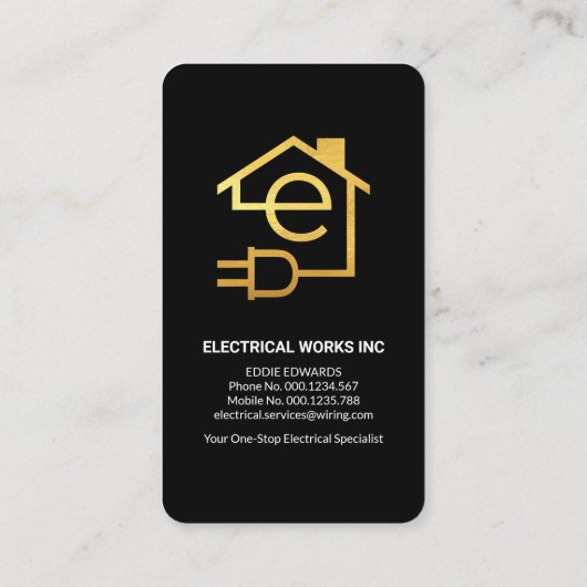 ミニマルフェイク金ゴールド列電気技師 名刺 (裏面)